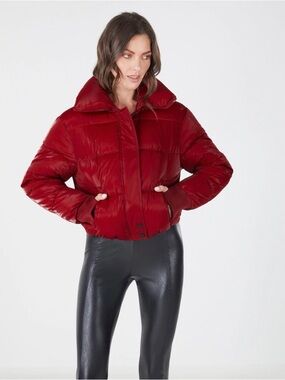 BCBGMaxAzria Red Cropped Puffer Jacket
